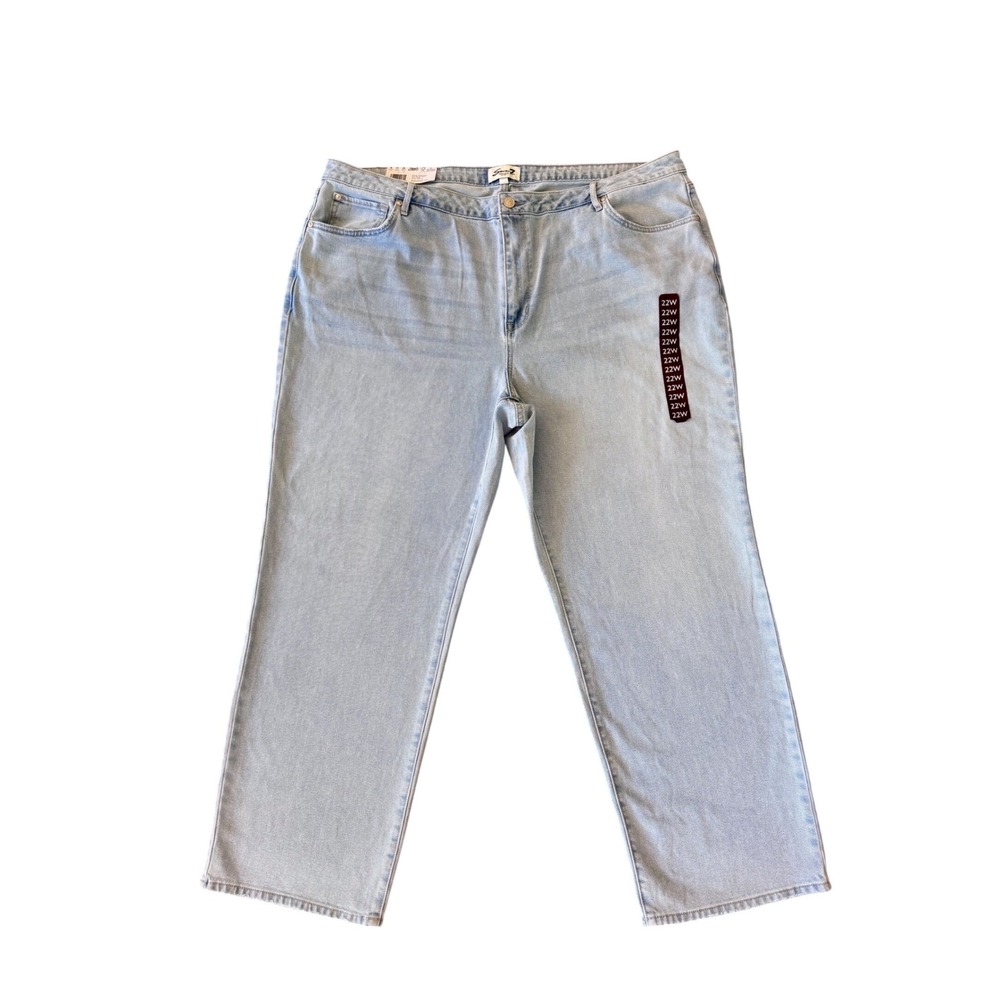 Seven7 Womens Loose Straight Jeans Light Wash High Rise Denim Size 22W NWT